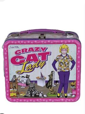 Crazy Cat Lady Pink Metal Lunchbox